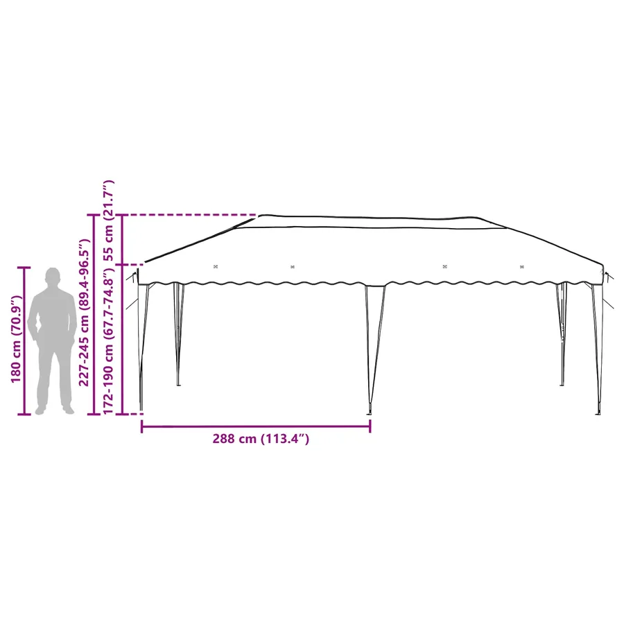 Tente de fête pop-up 575 x 290 x 245 cm Bordeaux - 17