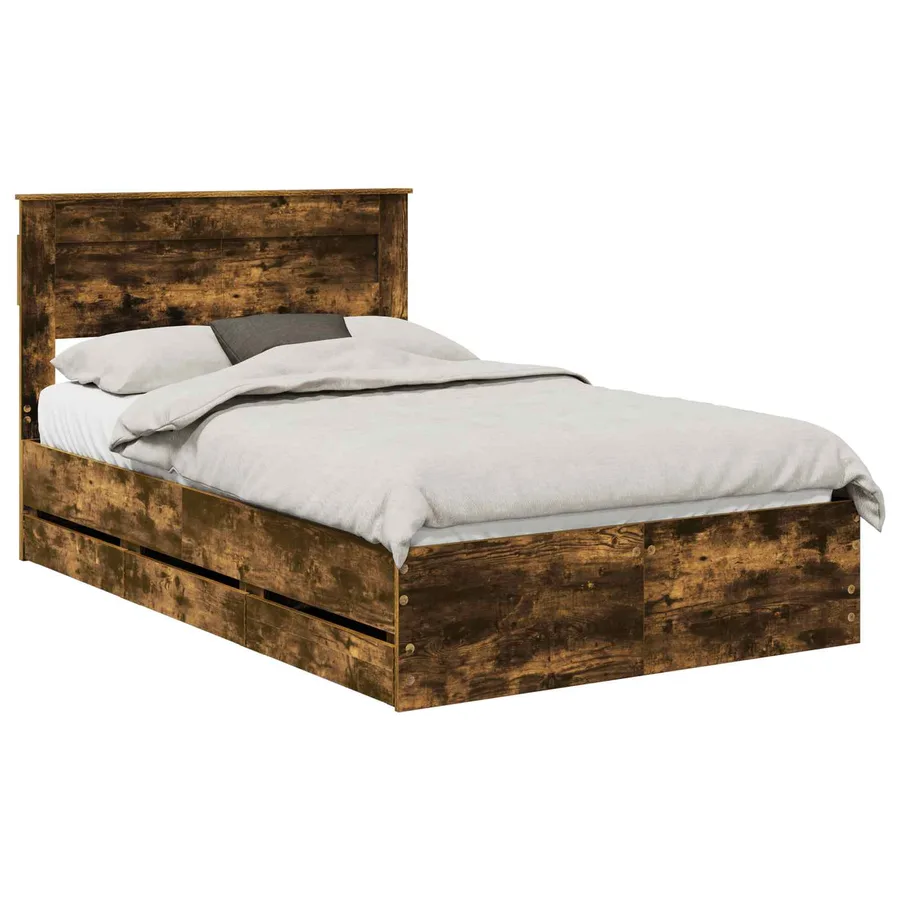 Cadre de lit Chêne fumé 120 x 190 cm Bois Ingénierie - 2