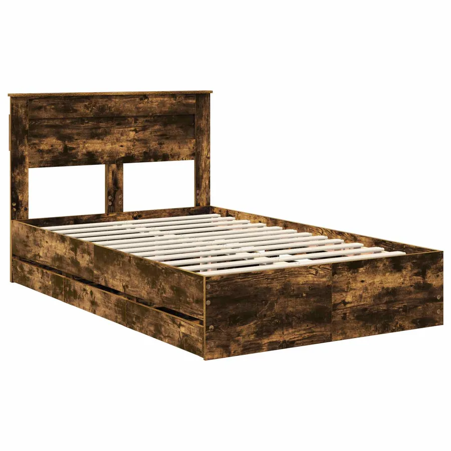 Cadre de lit Chêne fumé 120 x 190 cm Bois Ingénierie - 4