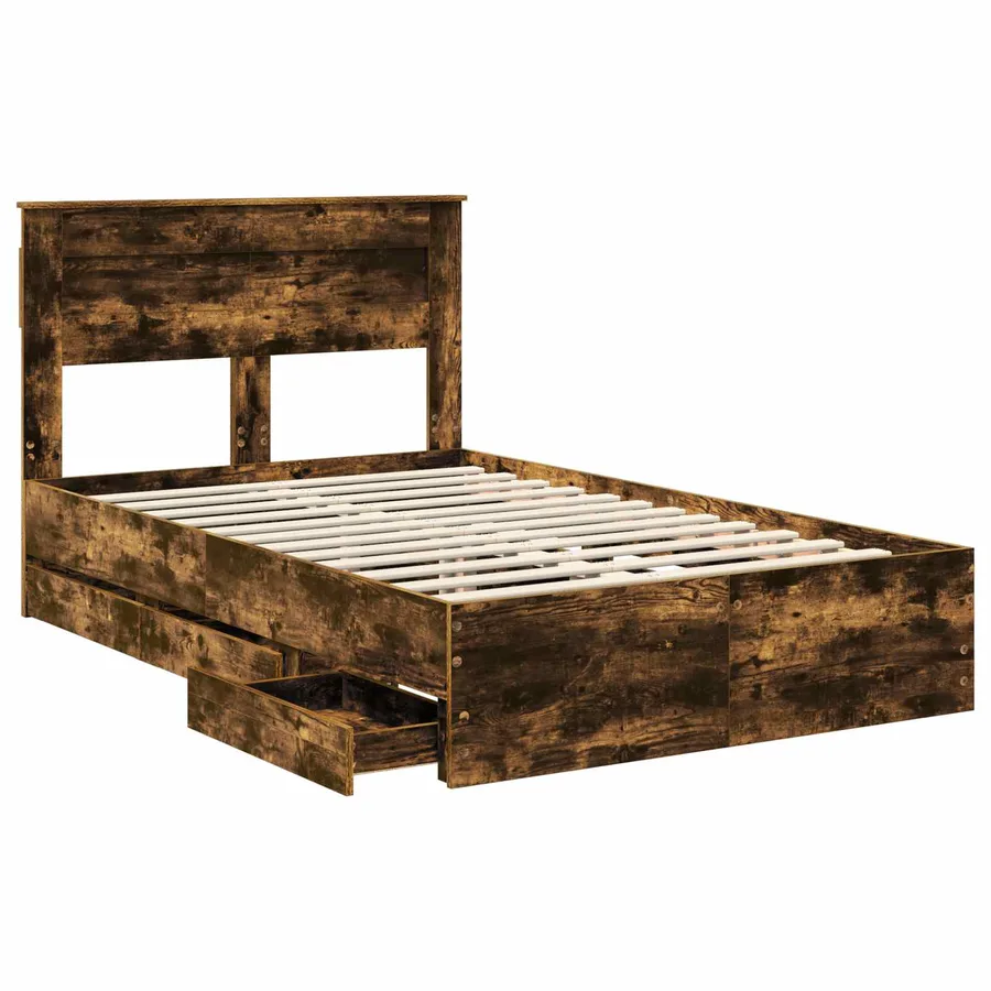Cadre de lit Chêne fumé 120 x 190 cm Bois Ingénierie - 5