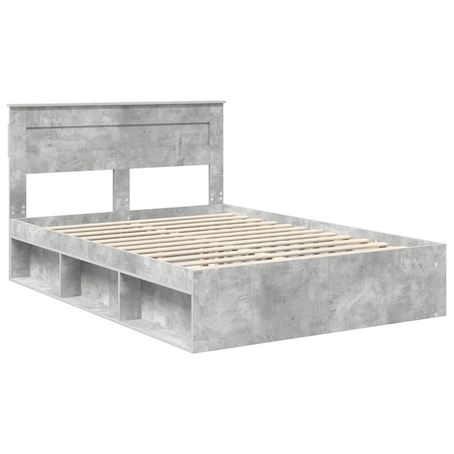 Cadre de lit Gris Béton 150 x 200 cm Bois de pin massif - 4