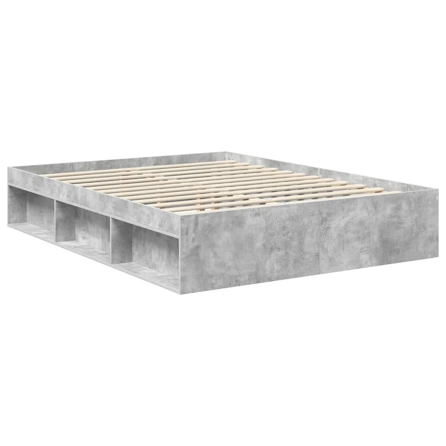 Cadre de lit Gris Béton 150 x 200 cm Bois de pin massif - 5
