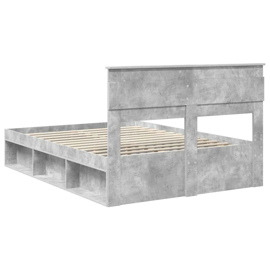 Cadre de lit Gris Béton 150 x 200 cm Bois de pin massif - 9