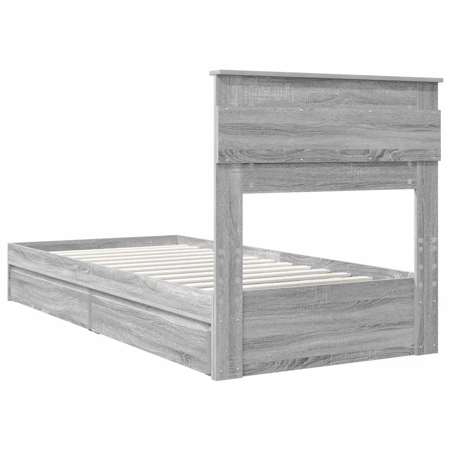 Lit de Rangement Gris Sonoma 90 x 200 cm Bois d'ingénierie - 10