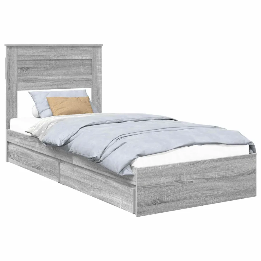 Lit de Rangement Gris Sonoma 90 x 200 cm Bois d'ingénierie - 2