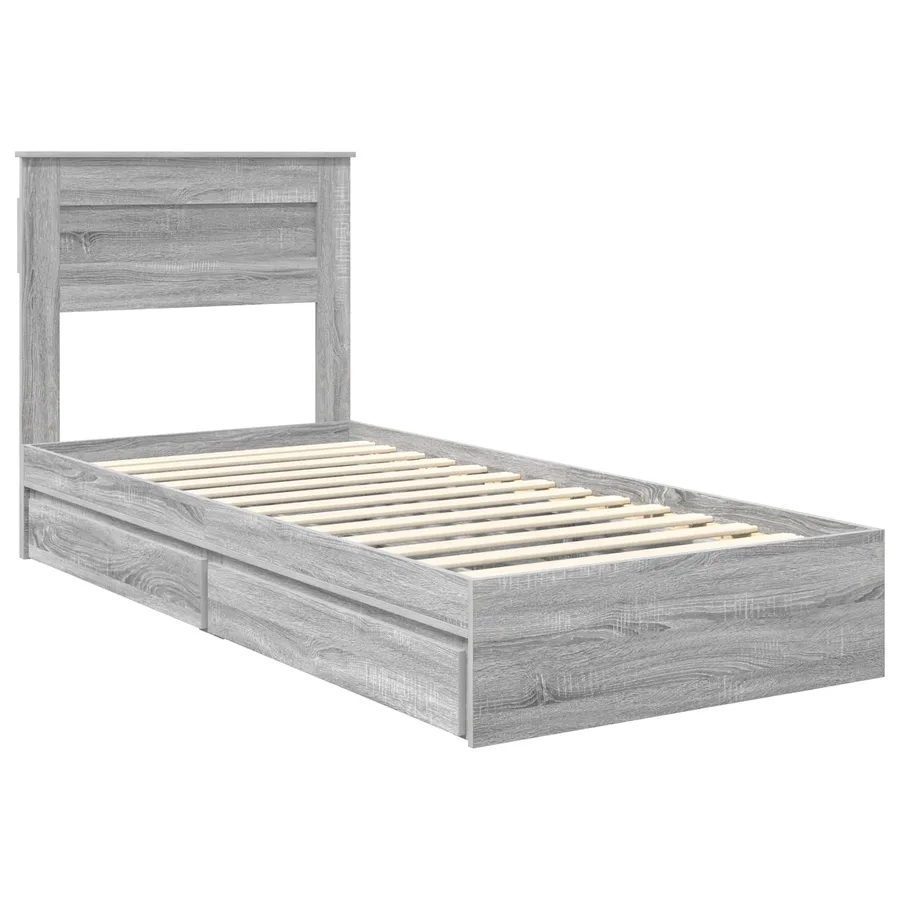 Lit de Rangement Gris Sonoma 90 x 200 cm Bois d'ingénierie - 4