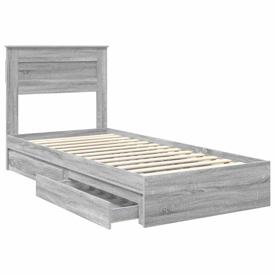 Lit de Rangement Gris Sonoma 90 x 200 cm Bois d'ingénierie - 5