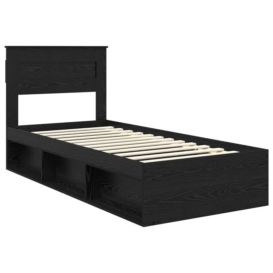 Cadre de lit avec stockage Noir 75 x 190 cm Bois de pin massif - 4