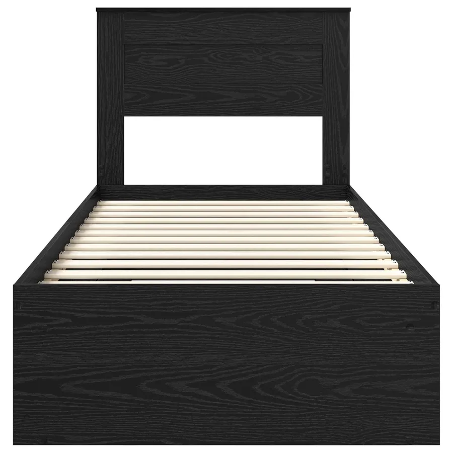 Cadre de lit avec stockage Noir 75 x 190 cm Bois de pin massif - 7