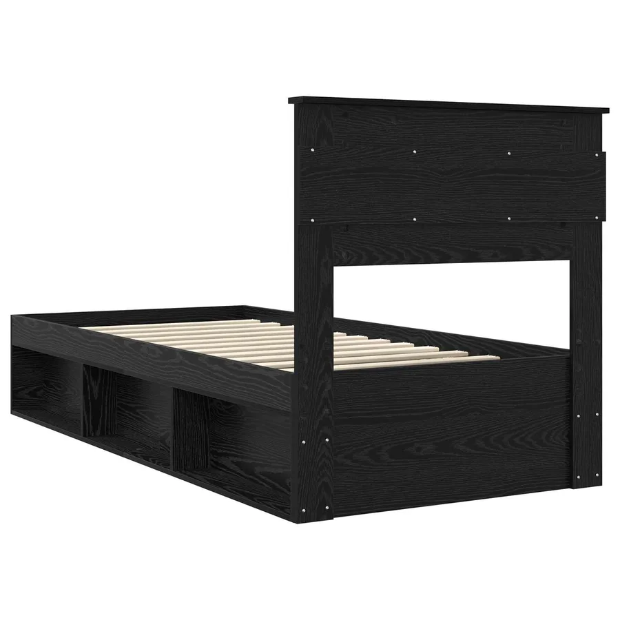 Cadre de lit avec stockage Noir 75 x 190 cm Bois de pin massif - 9