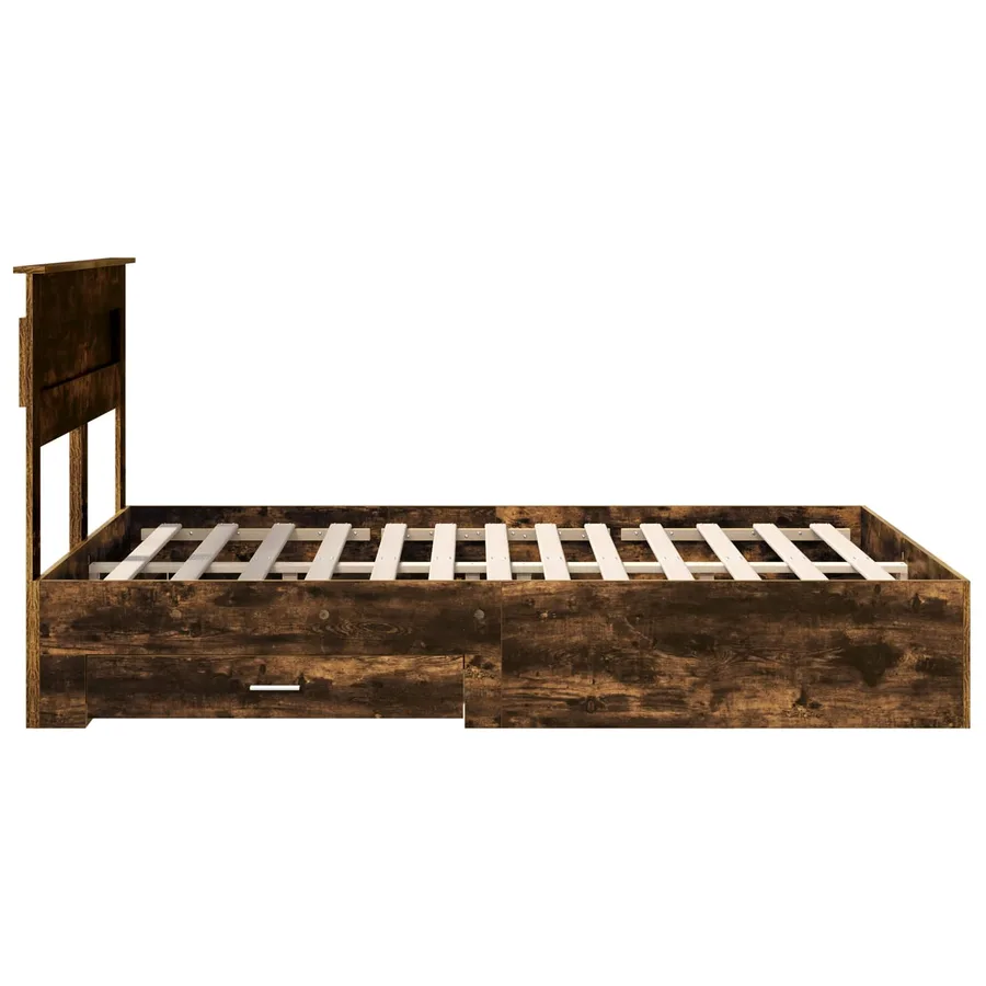 Cadre de lit Chêne fumé 140 x 200 cm Bois d'ingénierie - 9