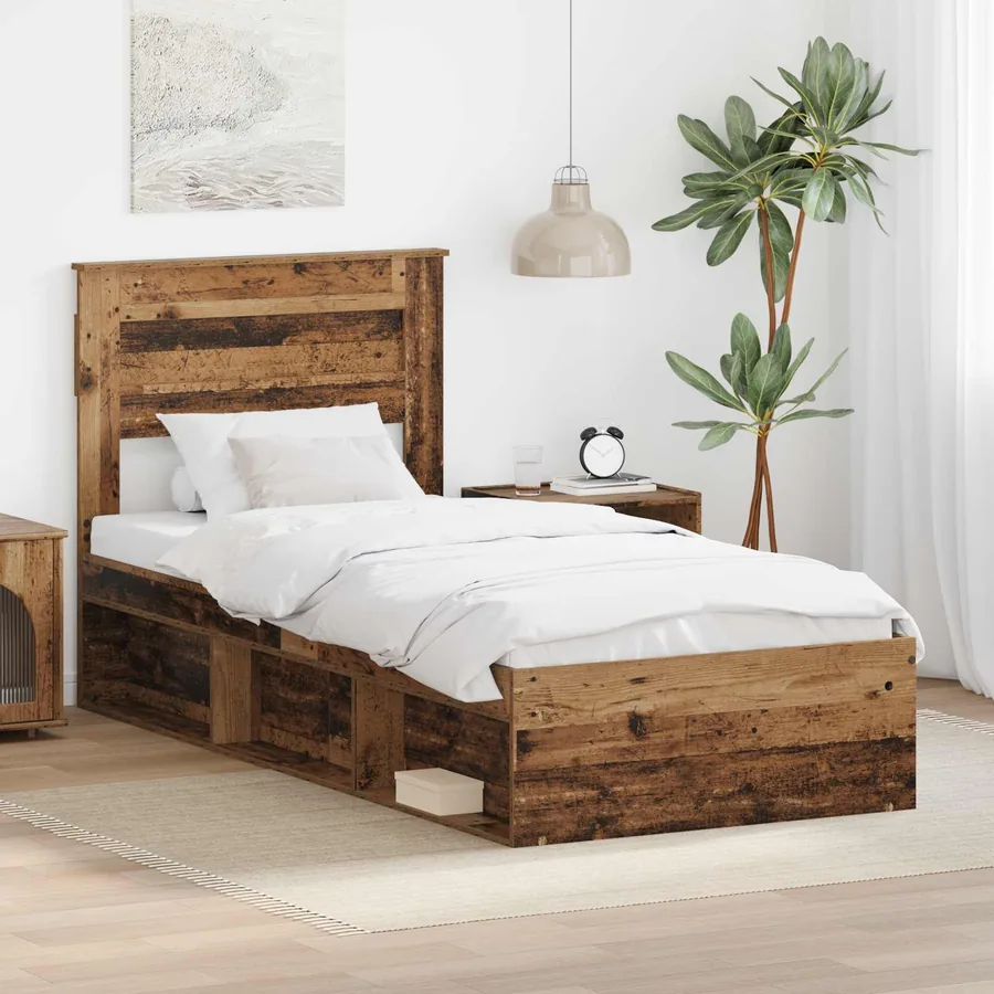 Cadre de lit Bois ancien 75 x 190 cm Bois de pin massif