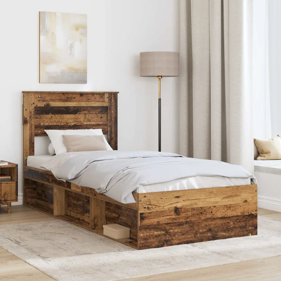 Cadre de lit Bois ancien 75 x 190 cm Bois de pin massif - 3