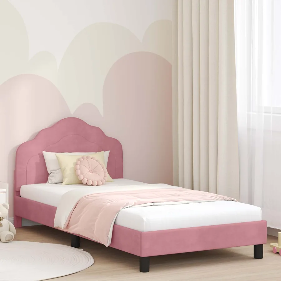 Cadre de lit pour enfants avec tête de lit Rose 90 x 190 cm