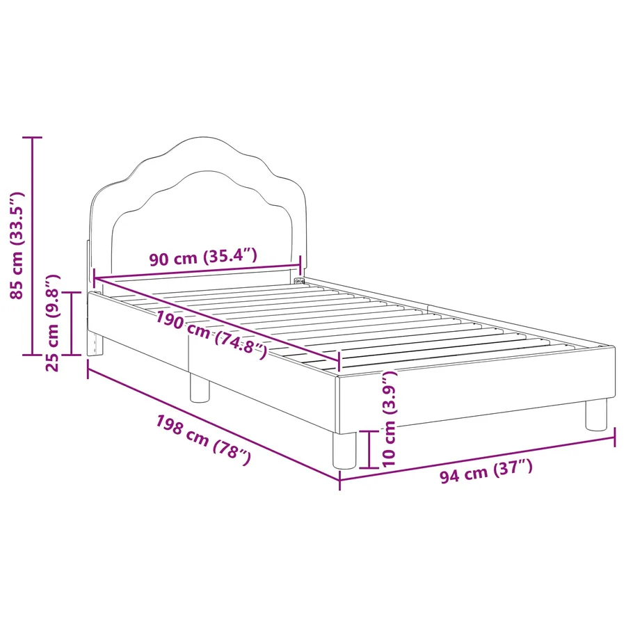 Cadre de lit pour enfants avec tête de lit Rose 90 x 190 cm - 8