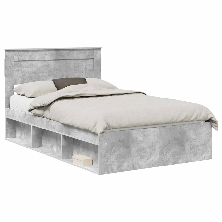 Cadre de lit Béton 120 x 190 cm Bois de pin massif - 2