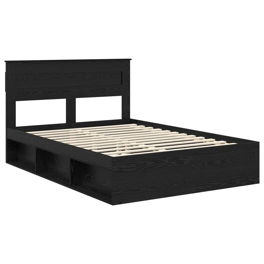 Cadre de lit avec stockage Noir 150 x 200 cm Bois de pin massif - 4