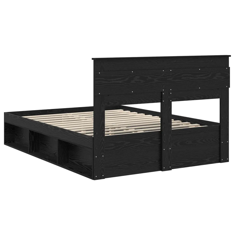 Cadre de lit avec stockage Noir 150 x 200 cm Bois de pin massif - 9
