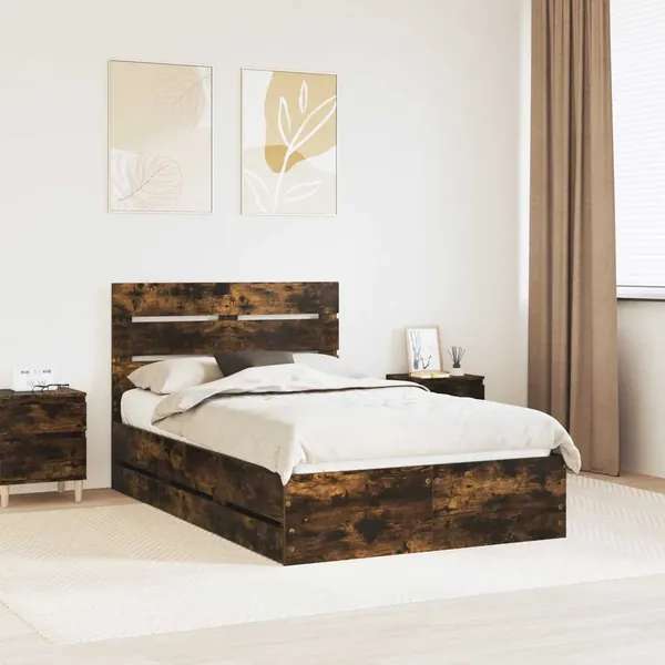Cadre de lit Chêne fumé 120 x 190 cm Bois Ingénierie