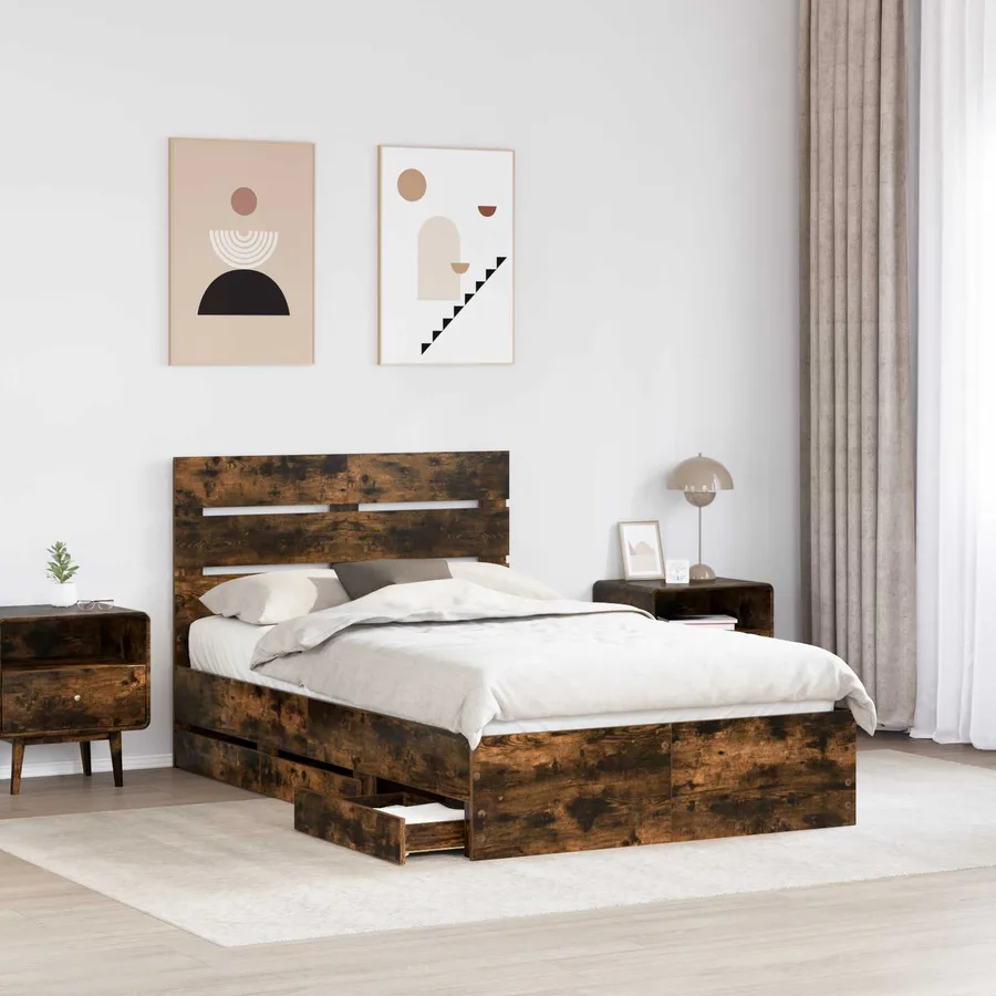 Cadre de lit Chêne fumé 120 x 190 cm Bois Ingénierie - 3