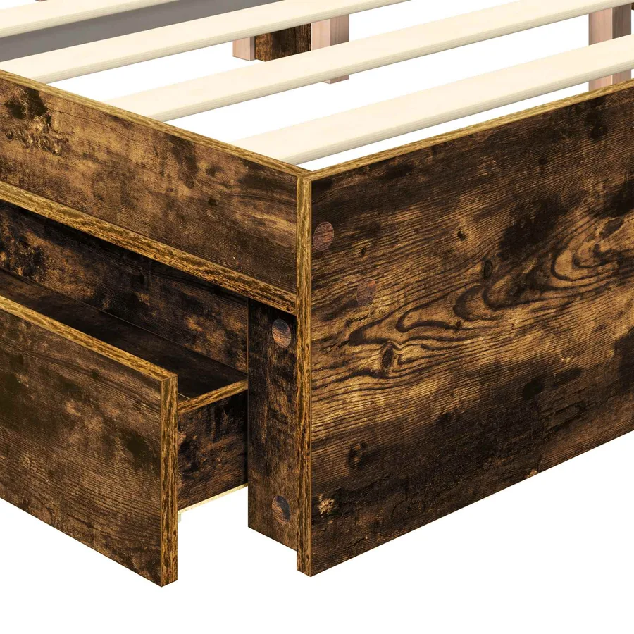 Lit de Rangement Chêne fumé 120 x 190 cm Bois d'ingénierie - 11