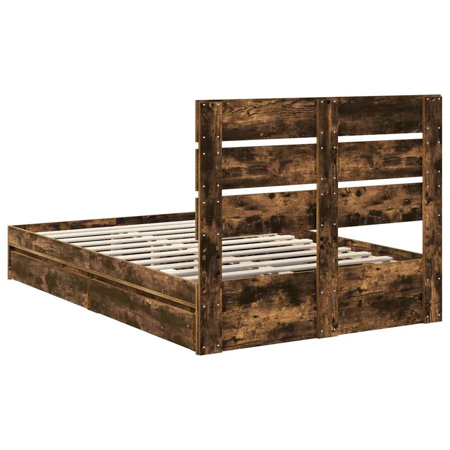 Lit de Rangement Chêne fumé 120 x 190 cm Bois d'ingénierie - 8