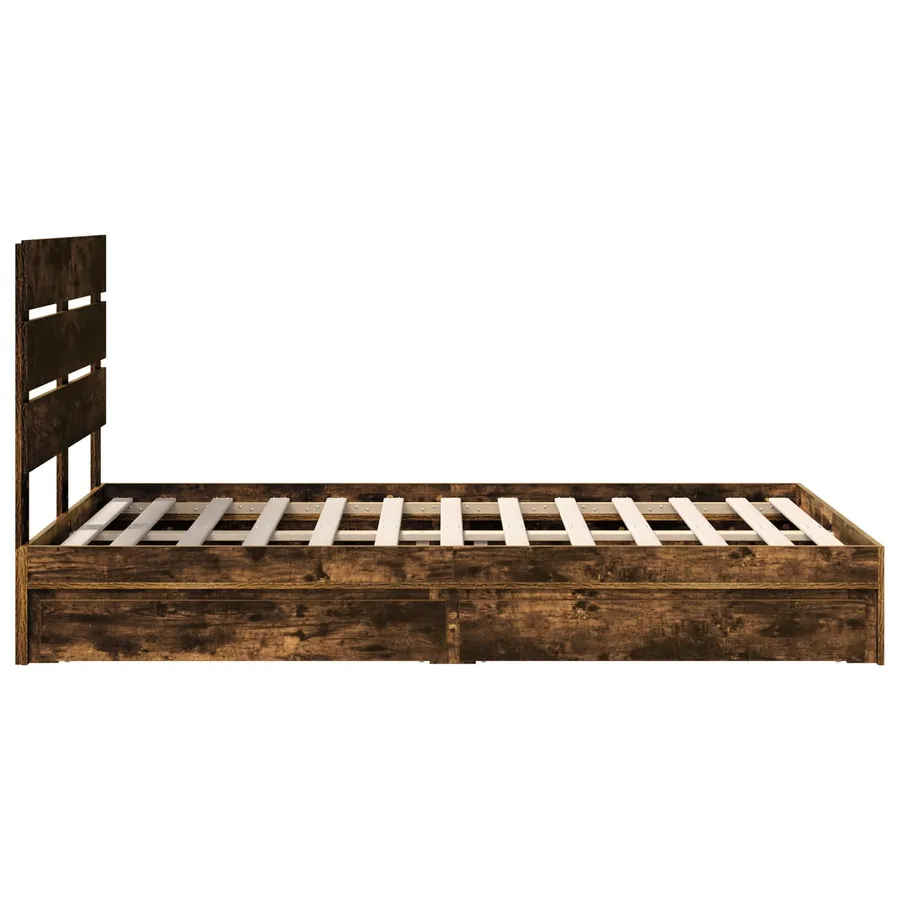 Lit de Rangement Chêne fumé 120 x 190 cm Bois d'ingénierie - 9