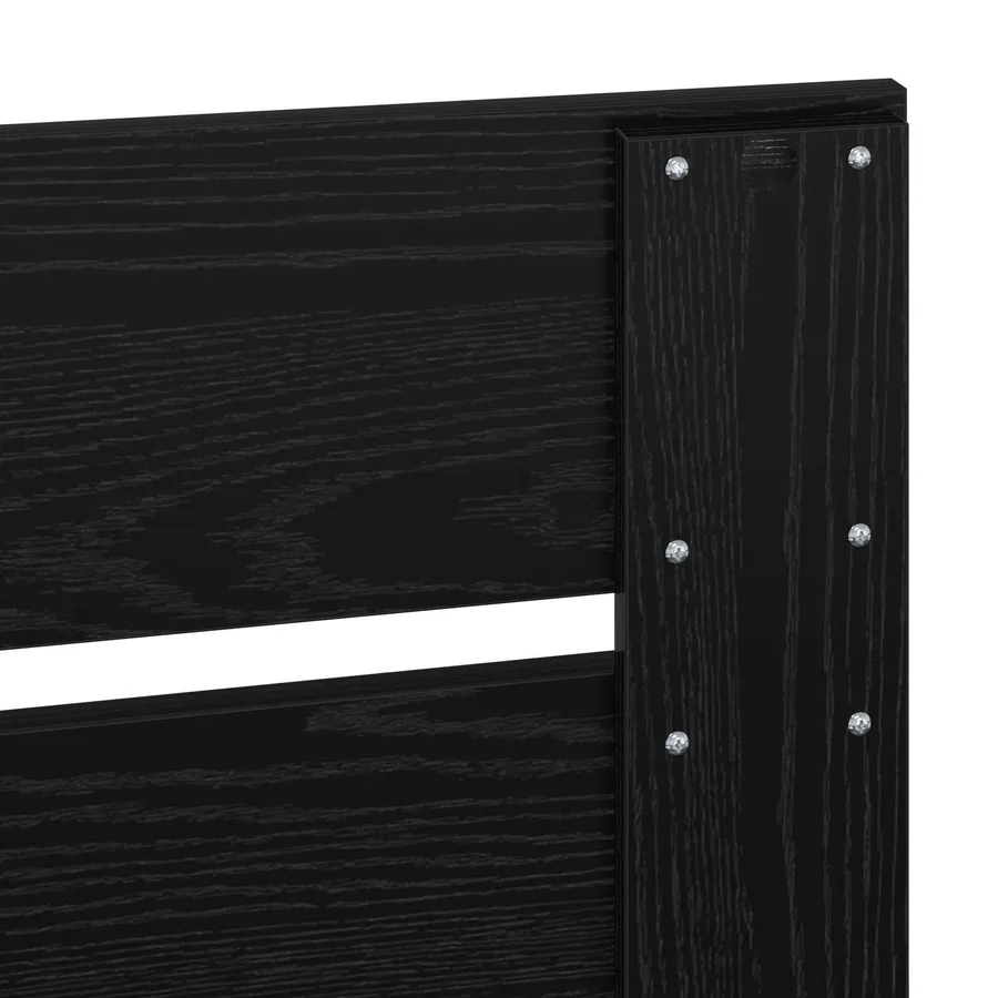 Cadre de lit Noir 120 x 190 cm Bois de pin massif - 11