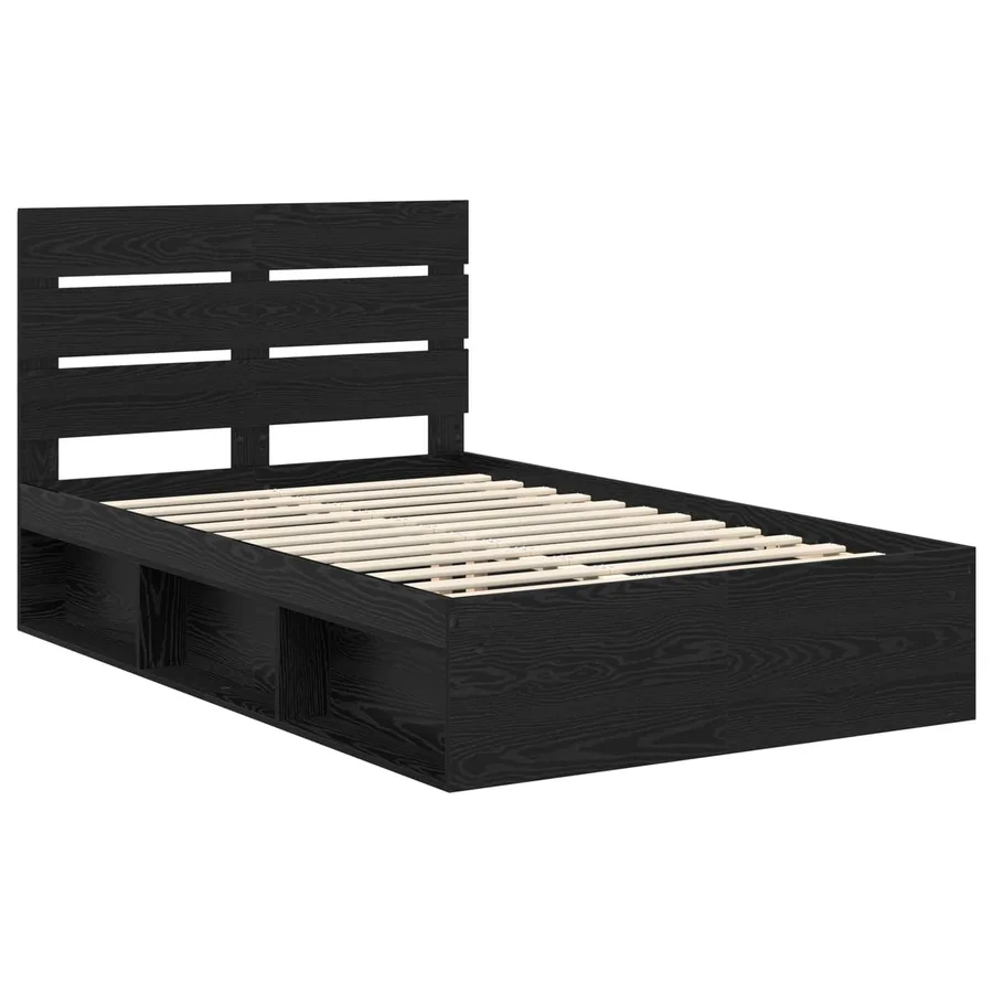 Cadre de lit Noir 120 x 190 cm Bois de pin massif - 4