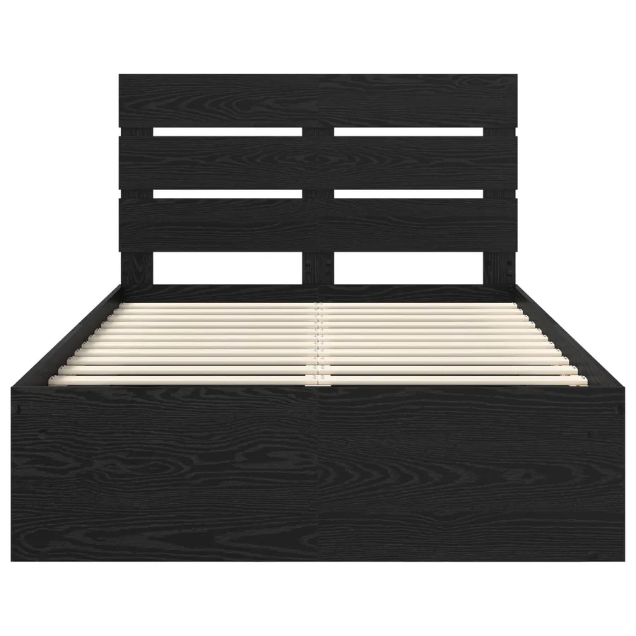 Cadre de lit Noir 120 x 190 cm Bois de pin massif - 7