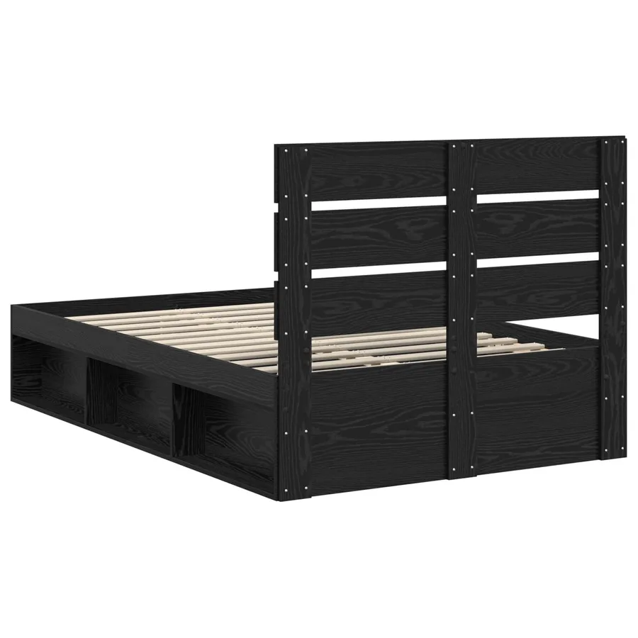Cadre de lit Noir 120 x 190 cm Bois de pin massif - 9