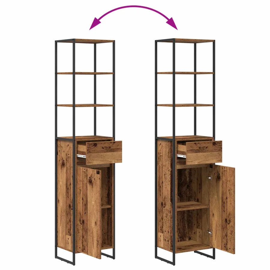 Ensemble de mobilier de salle de bain avec tiroir Bois ancien - 16