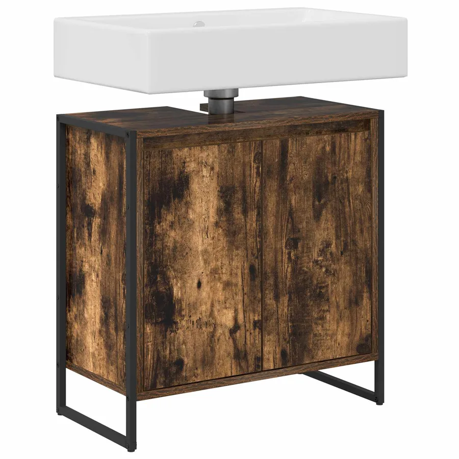 Cabinet de salle de bain avec porte Chêne Fumé 60 x 30 x 60 cm - 3