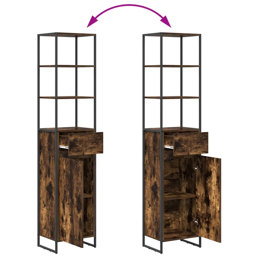 Ensemble de mobilier de salle de bain avec tiroir Chêne fumé - 16