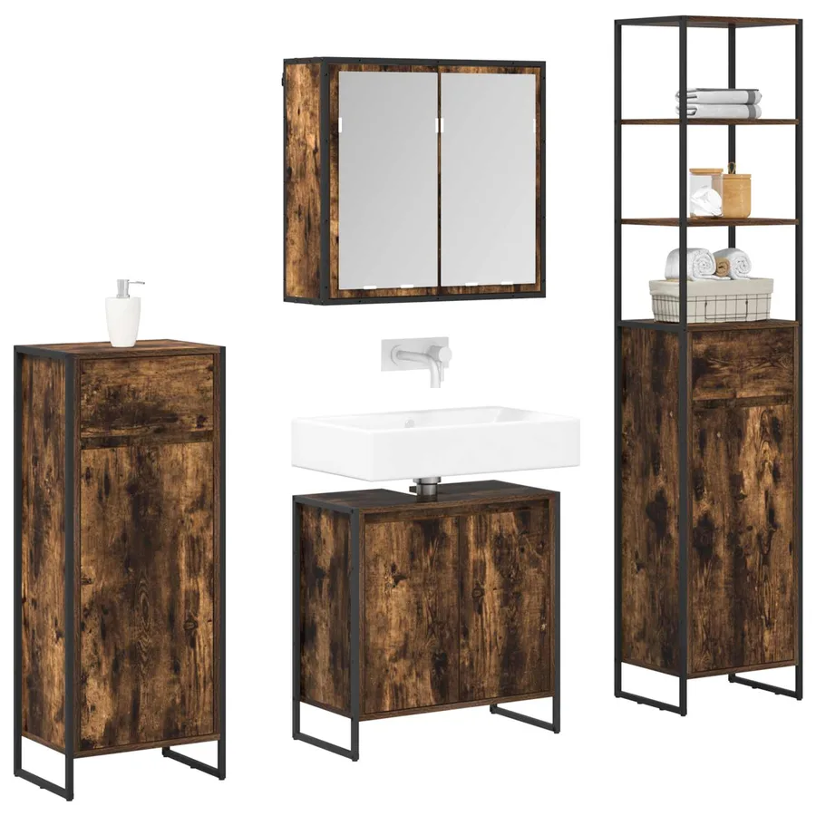 Ensemble de mobilier de salle de bain avec tiroir Chêne fumé - 3