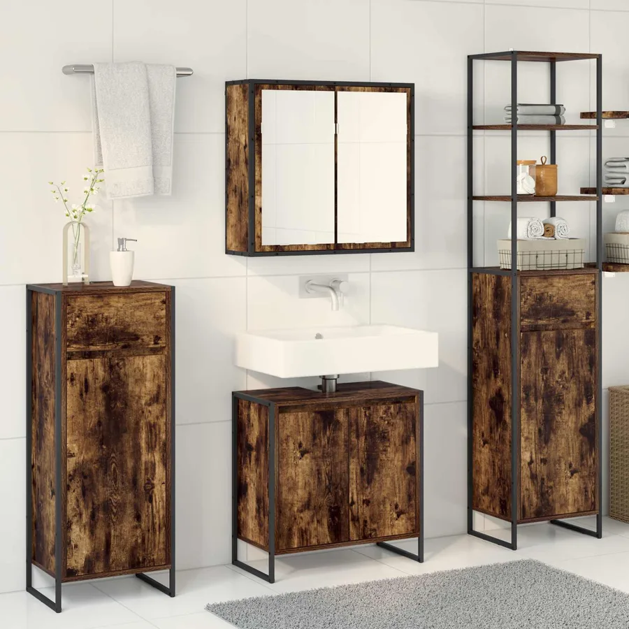 Ensemble de mobilier de salle de bain avec tiroir Chêne fumé - 4