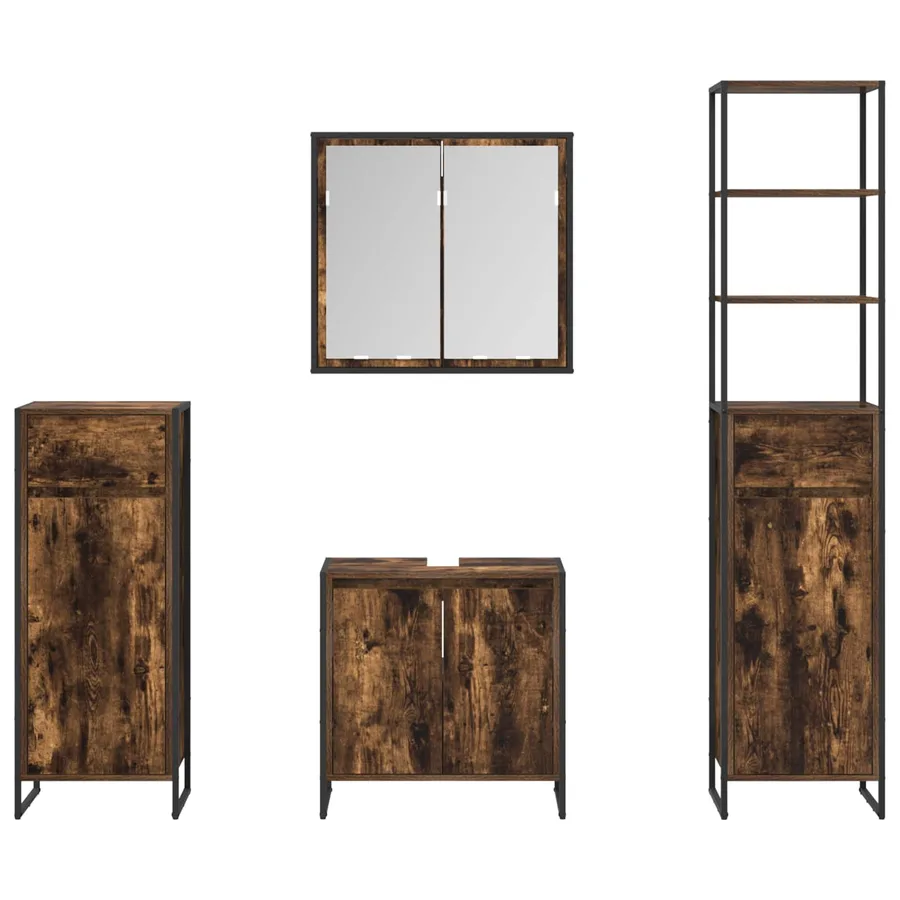 Ensemble de mobilier de salle de bain avec tiroir Chêne fumé - 9