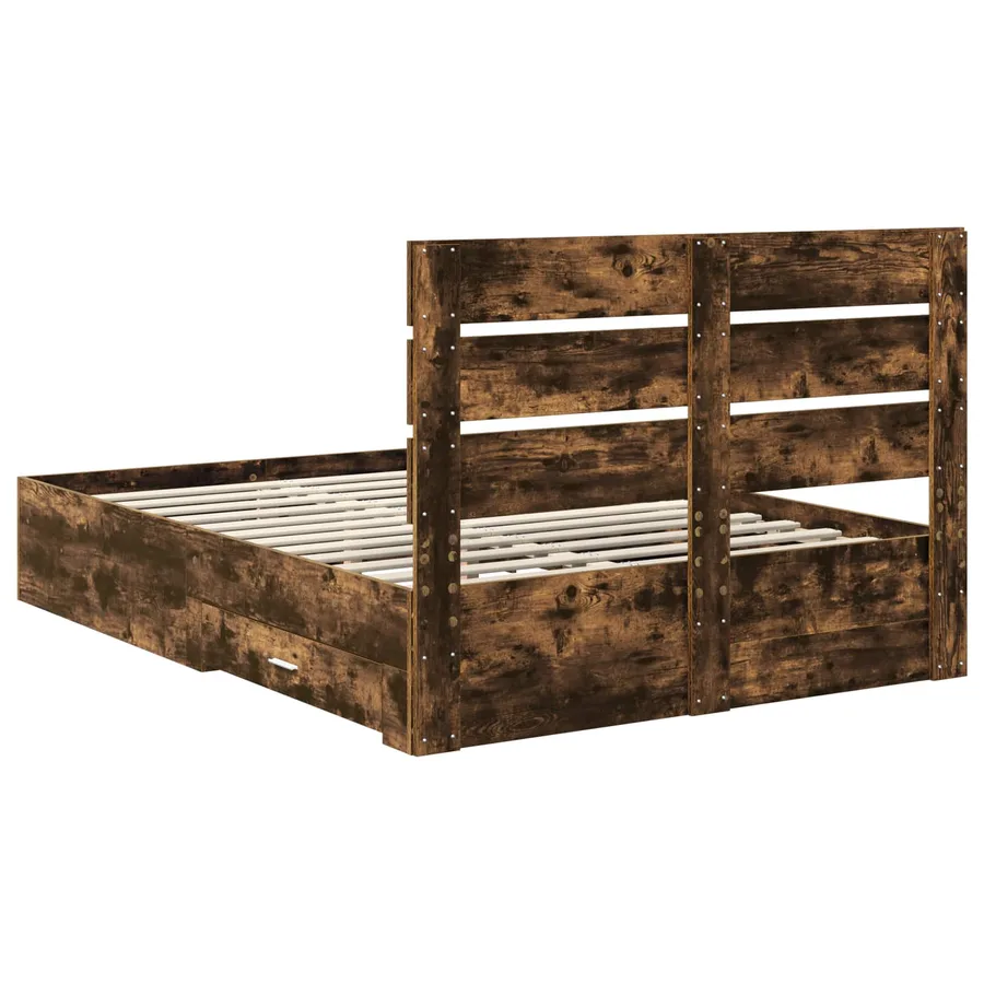 Cadre de lit Chêne fumé 140 x 200 cm Bois d'ingénierie - 10