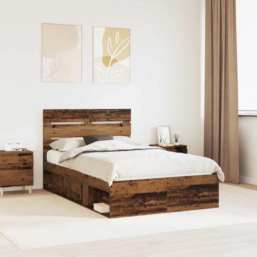 Cadre de lit Bois ancien 120 x 190 cm Bois de pin massif