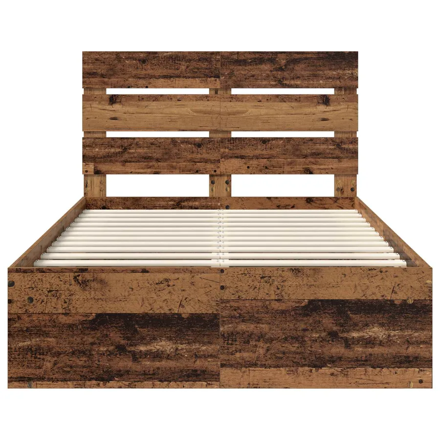 Cadre de lit Bois ancien 120 x 190 cm Bois de pin massif - 7