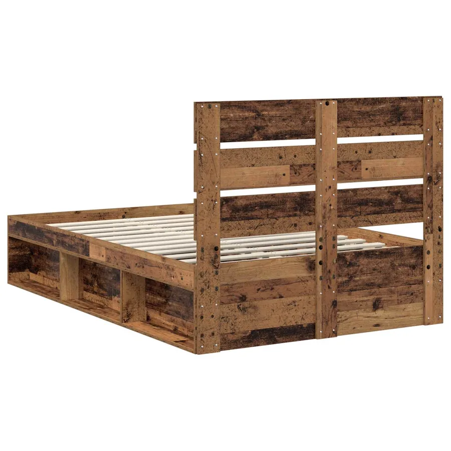 Cadre de lit Bois ancien 120 x 190 cm Bois de pin massif - 9