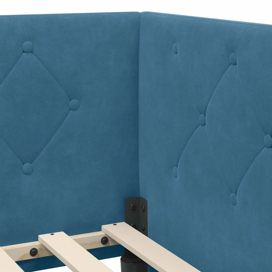Cadre de lit d'angle Bleu 80 x 200 cm Velours - 8