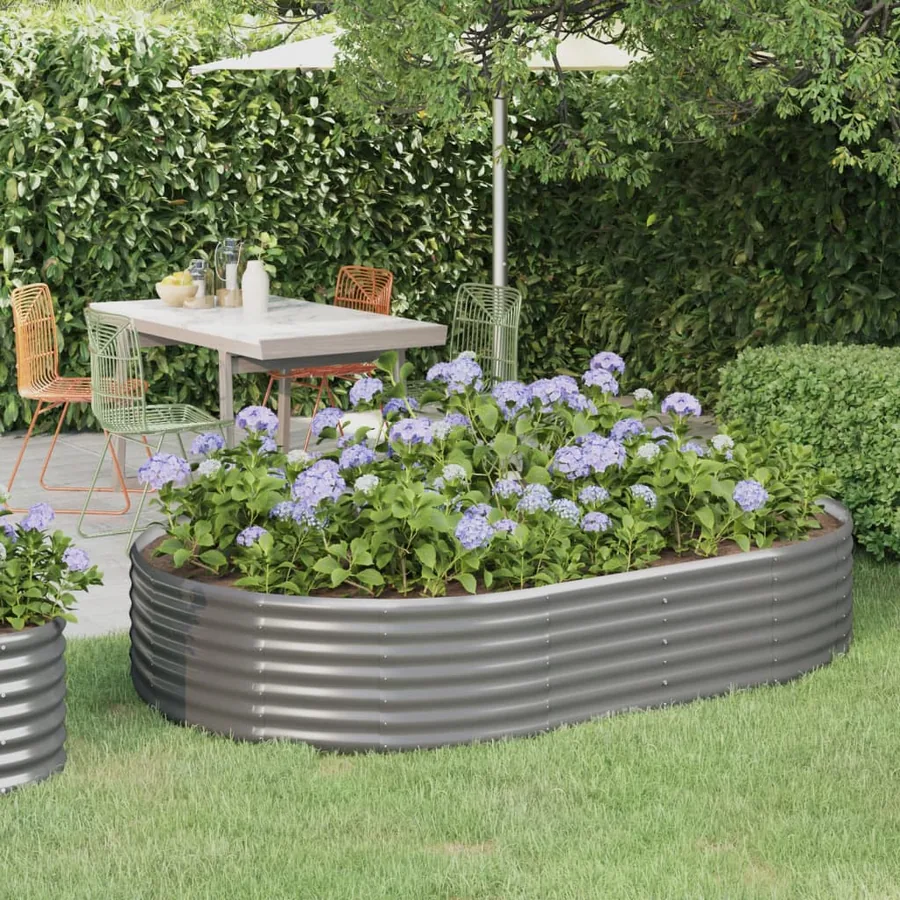 Lit surélevé de jardin Acier galvanisé 214x140x36cm gris