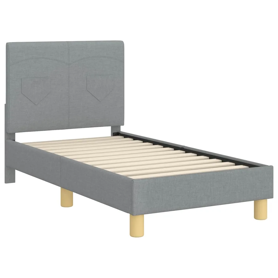 Cadre de lit pour tout-petit avec tête de lit Gris clair tissu - 4