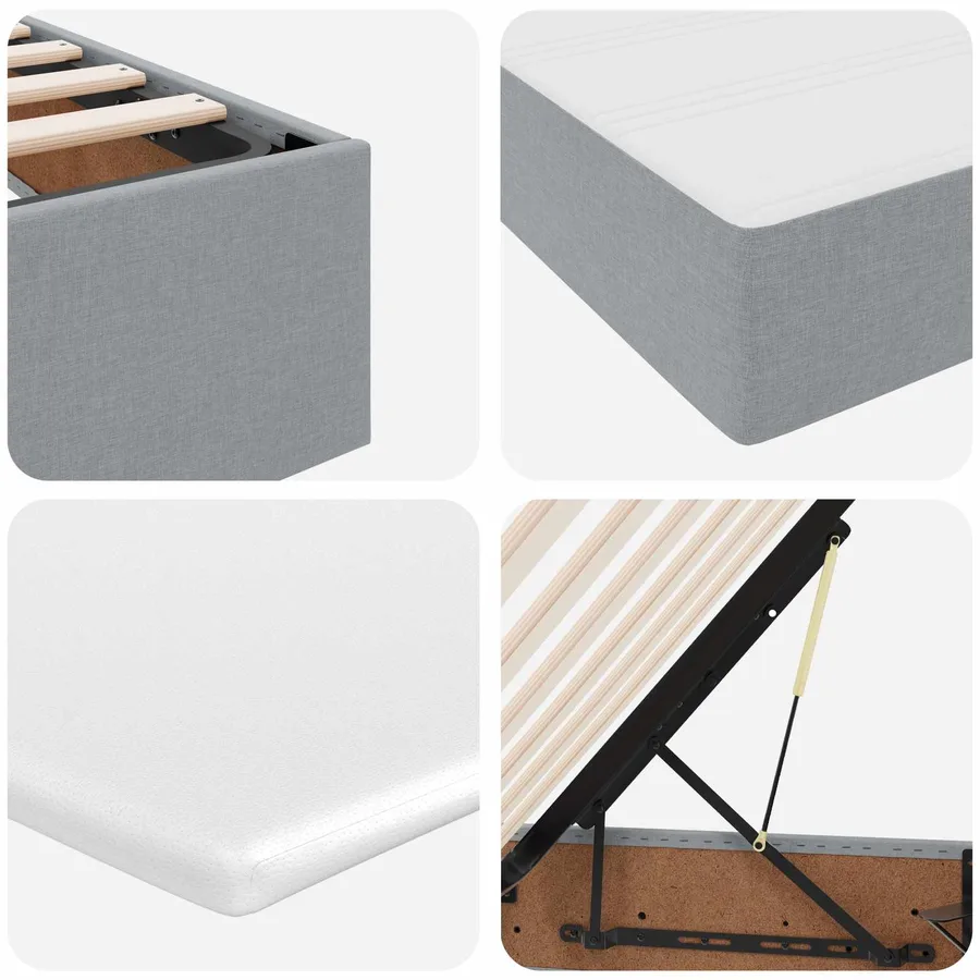 Lit avec rangement et matelas Gris clair 180 x 200 cm Polyester - 11