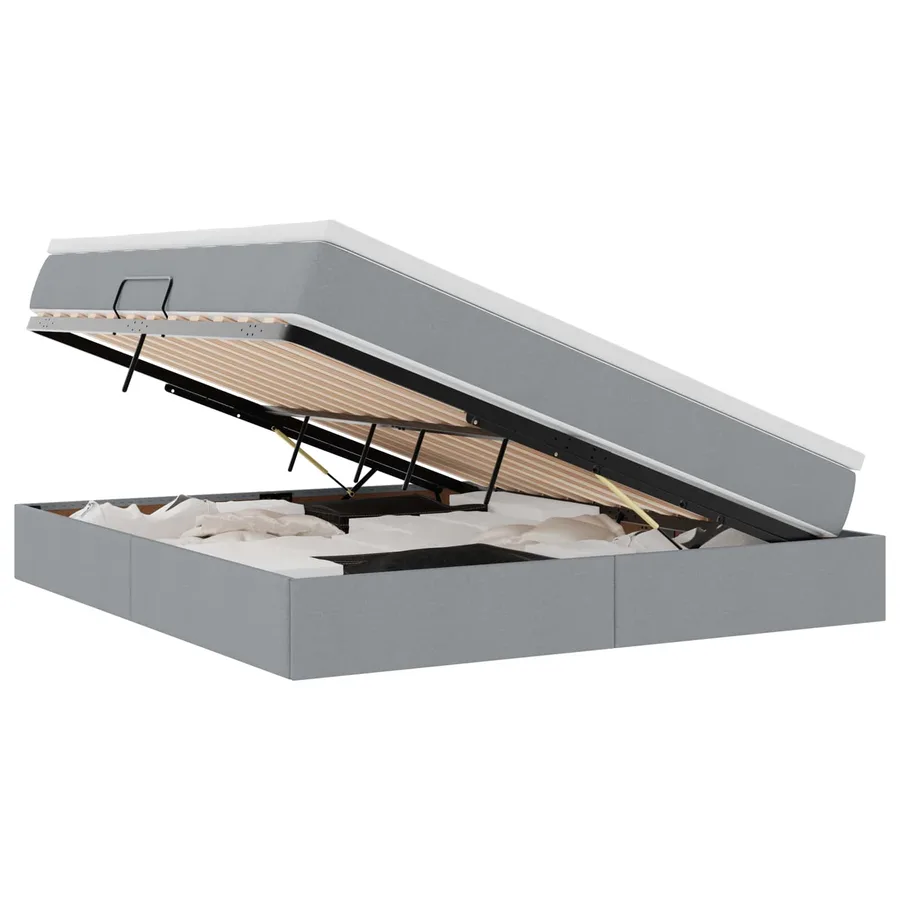 Lit avec rangement et matelas Gris clair 180 x 200 cm Polyester - 2
