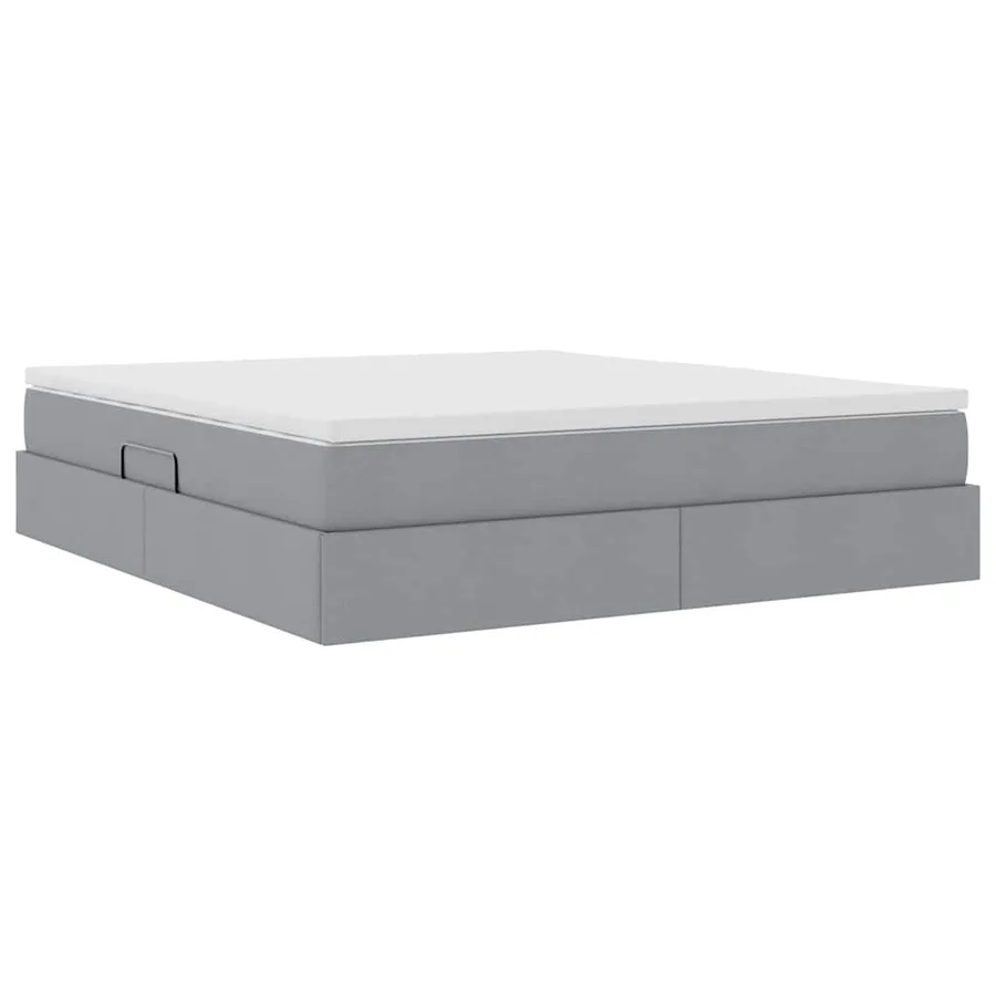 Lit avec rangement et matelas Gris clair 180 x 200 cm Polyester - 5