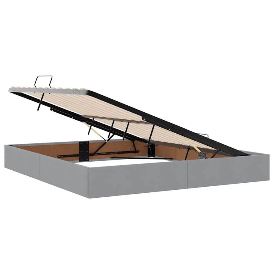 Lit avec rangement et matelas Gris clair 180 x 200 cm Polyester - 6