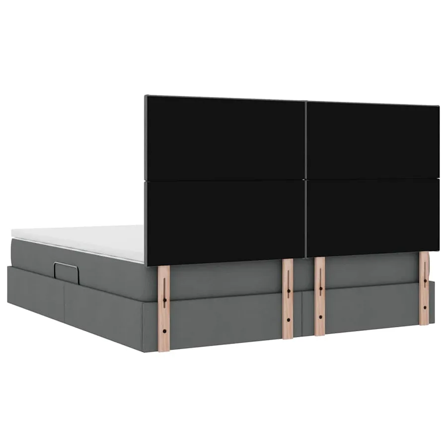 Lit avec rangement et matelas Gris foncé 180 x 200 cm tissu - 11