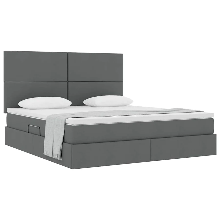 Lit avec rangement et matelas Gris foncé 180 x 200 cm tissu - 3